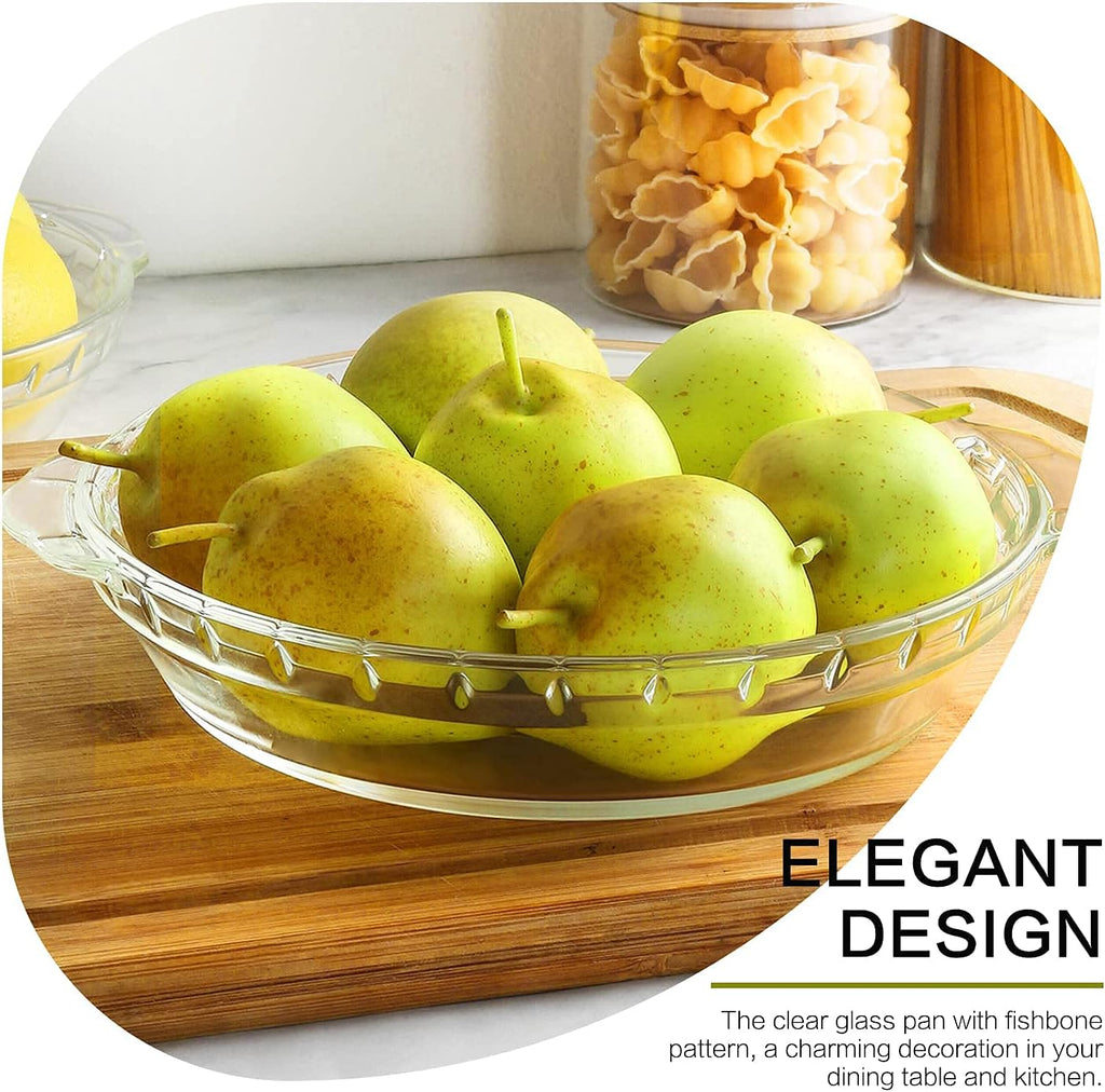 MCIRCO Glass Pie Plates Set - Deep Baking Dishes with Handles | 4 Packs (7"/8"/9"/10") Clear