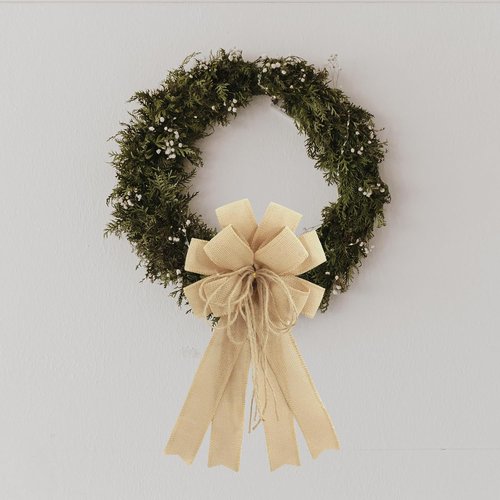 Large Brown Burlap Easter Wreath Bow - Spring Decorative Bow with String | 11.42 x 20.87 Inch