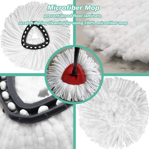 10 PCS Spin Mop Replacement Head,100% Microfiber Mop Heads Replacements Compatible with Cedar Easywring 1-Tank System, 360 Degree Round Spin Mop Replacement Head for Easy House Cleaning Floor Mopping