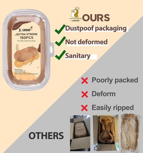 Loaf Pan Liners - 150 Pcs Parchment Baking Liners for 9x5 Bread Pans | Perfect for Easy Cleanup