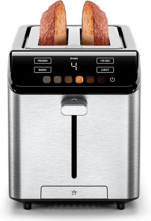 Chefman Smart Touch 2-Slice Digital Toaster - Touchscreen Controls, 6 Shade Settings, Extra-Wide Slots for Thick Breads & Bagels - Stainless Steel