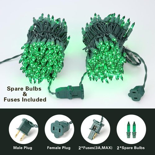 BrizLabs Green St Patrick's Day String Lights, 50 Count Incandescent Christmas Lights, Connectable Green Mini Light Set, UL Certified Outdoor Indoor Light String for Xmas St. Patrick's Day Halloween