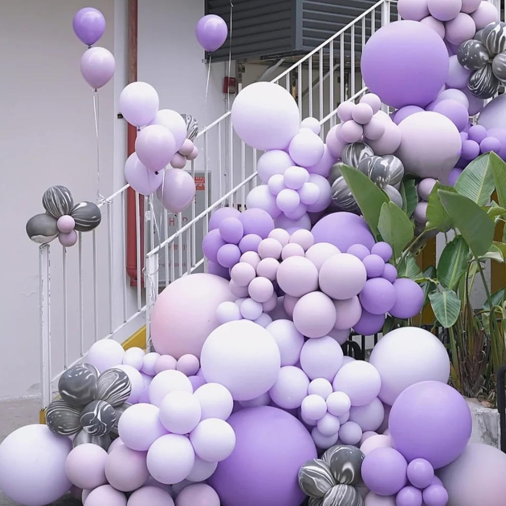 Voircoloria 130pcs Pastel Purple Balloon Garland Kit - Light Purple Latex Balloons for Parties & Events