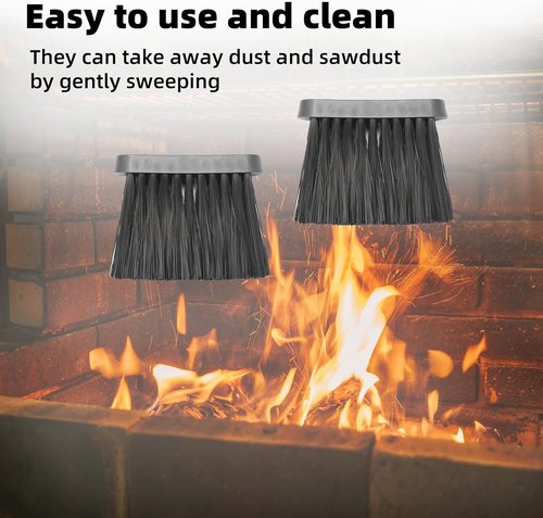 Lssapr 2 Pcs Chimney Bench Oblong Fireplace Brushes Adhesive Thread Soft Bristles Dust Brush Replacement Head for Hearth Tidy Car Fireplace Fire Pit