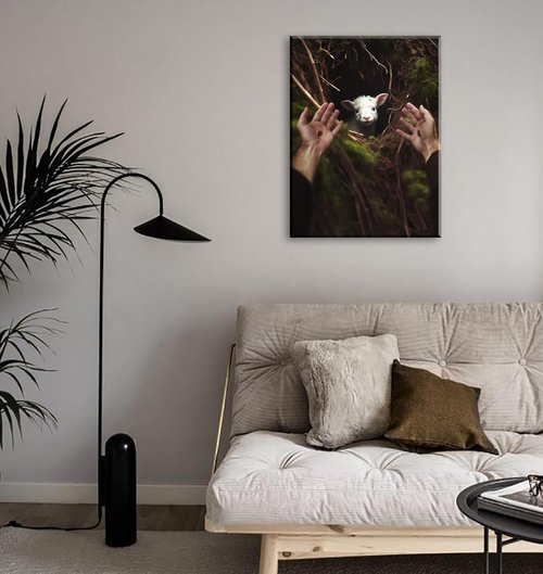 DJSYLIFE Jesus Christ Wall Art - Inspirational Canvas Poster of the Lost Lamb | Modern Religious Decor for Home & Church