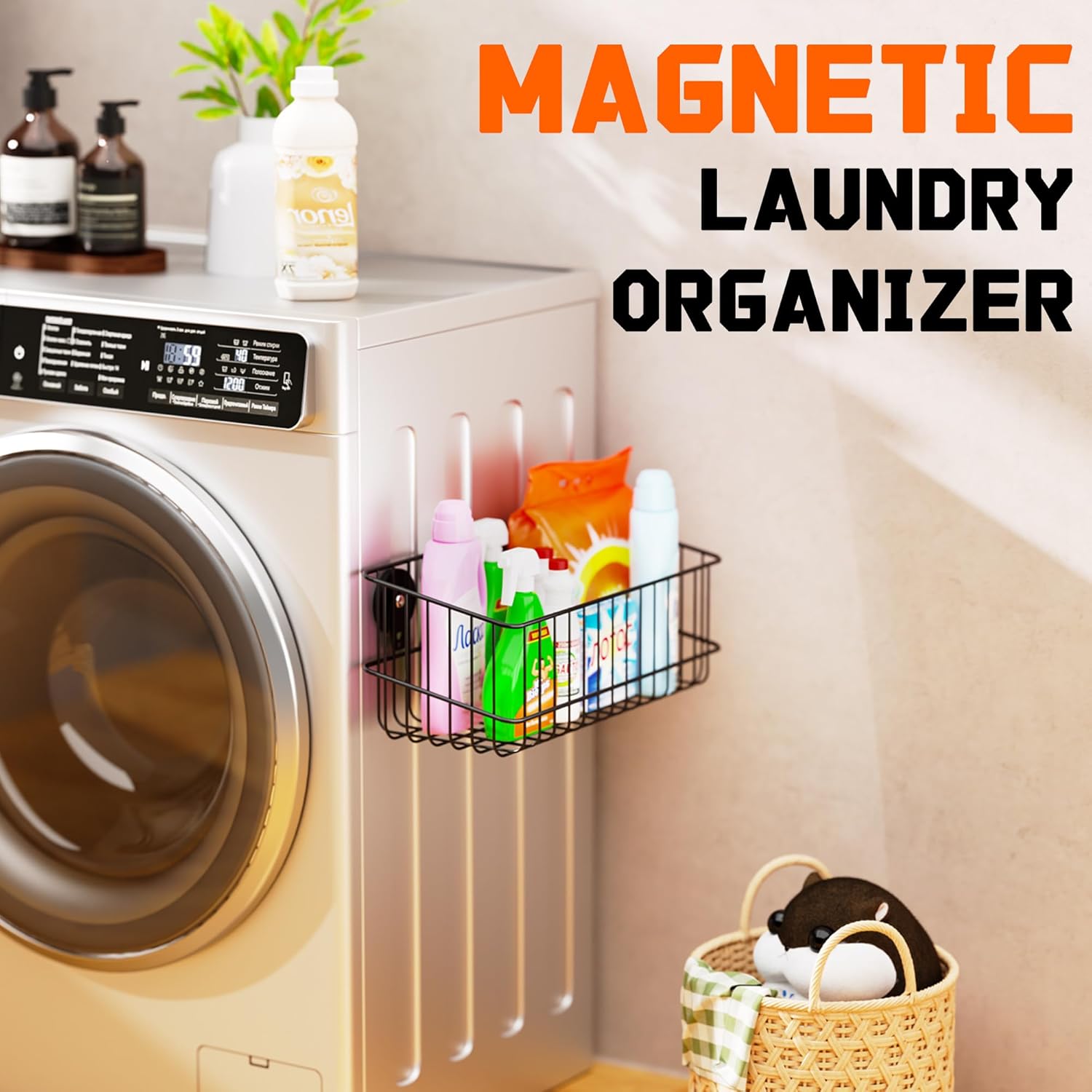 ULIBERMAGNET Magnetic Baskets - Large Capacity Metal Wire Organizer for Garage, Kitchen & Workshop (2 Pack)