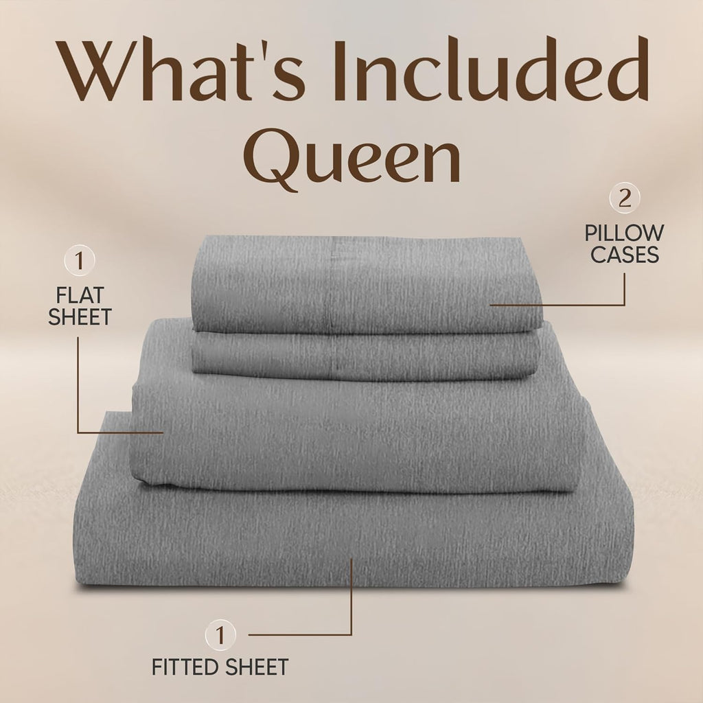 Utopia Bedding Queen Size Sheet Set - Soft, Breathable Microfiber, 4-Piece in Heather Grey | Oeko Tex Certified
