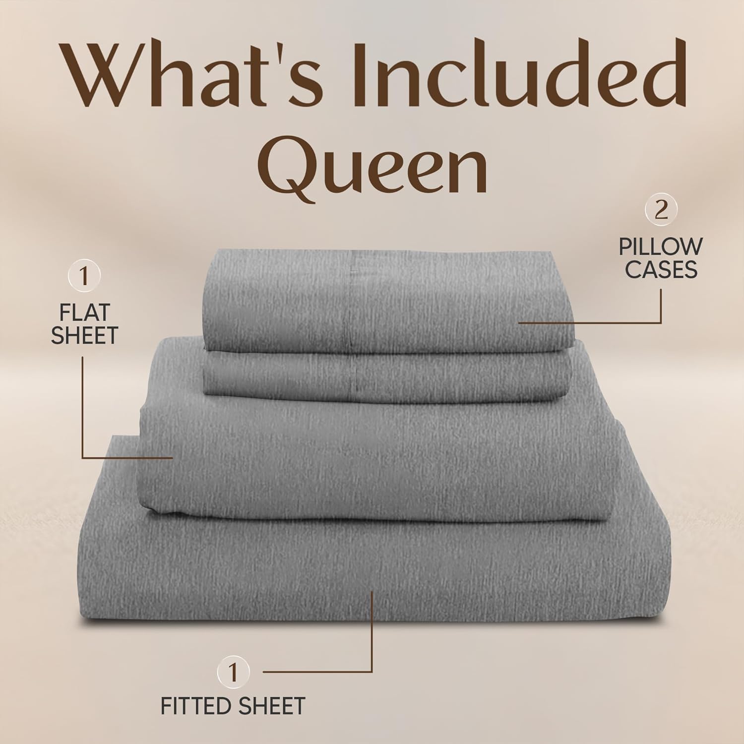 Utopia Bedding Queen Size Sheet Set - Soft, Breathable Microfiber, 4-Piece in Heather Grey | Oeko Tex Certified