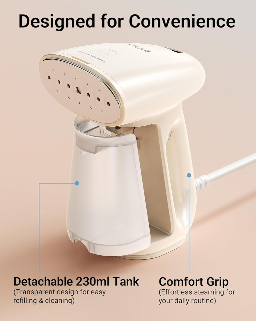 Bear Steamer Handheld Clothes Steamer - 1300W Power, Fast Heat-Up, 230ml Tank | Travel & Home Use
