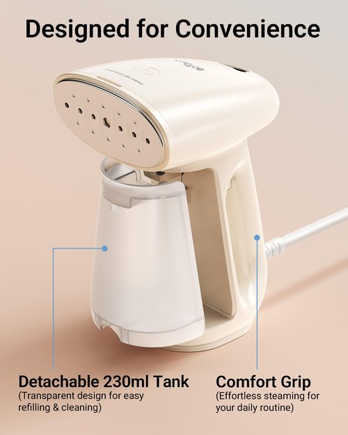 Bear Steamer for Clothes, Handheld Clothes Steamer,1300W Strong Power Garment Steamer with 230ml Tank,Fast Heat-up, Auto-Off, Steam Iron Fabric Wrinkle Remover with Brush for Home and Travel