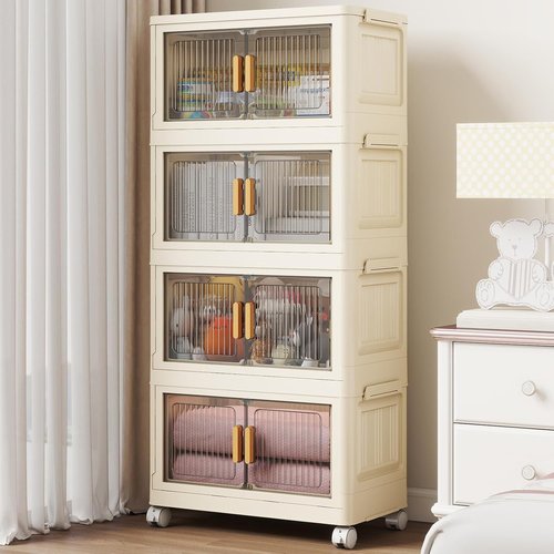 28 Qt Plastic Storage Bins - Stackable Organizer with Lid & Wheels | 4-Pack for Home Organization