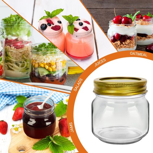 Betrome 8 oz Mason Jars, 30 Pack 240ml Glass Canning Jars with Regular Mouth Lids, Glass Storage Containers for Overnight Oats, Jam, Jelly, Honey, Beans, Spice, Wedding Party Favor, Shower Favor