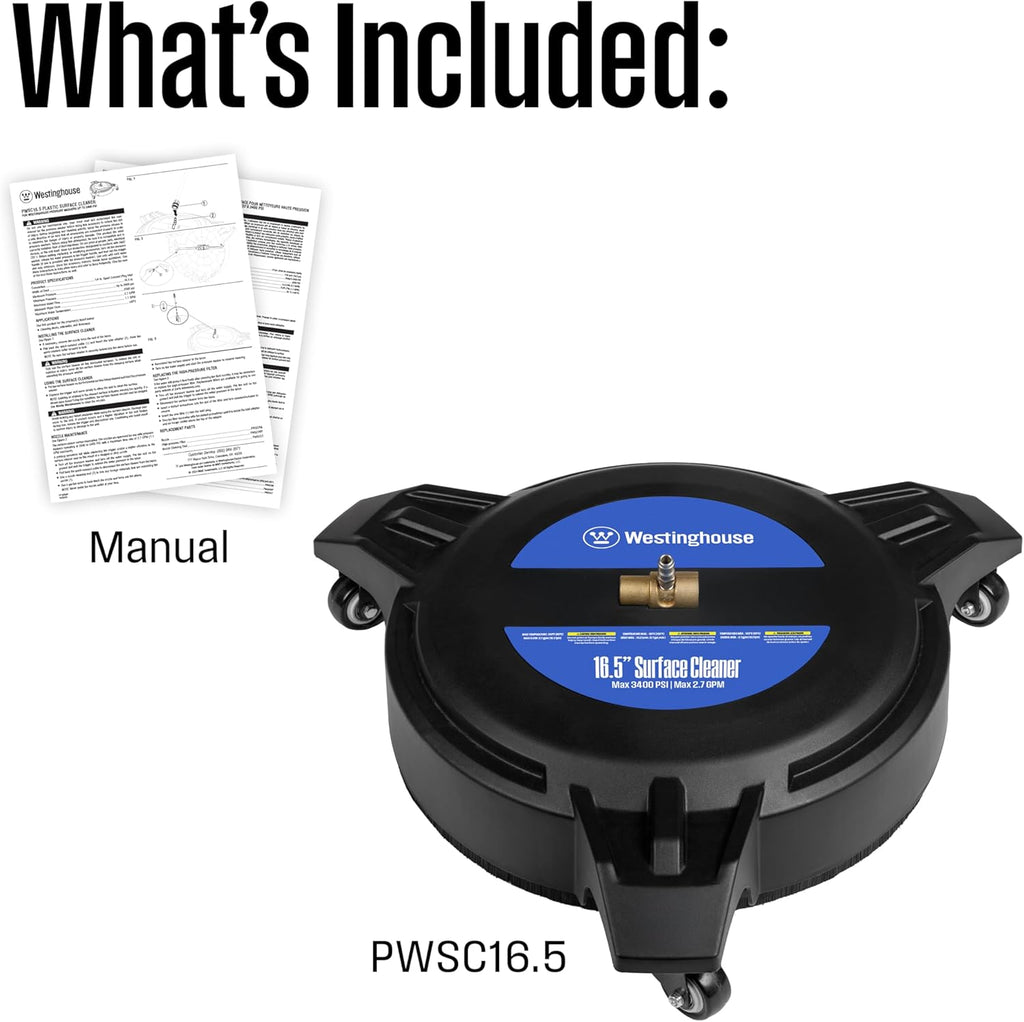Westinghouse 16.5" Pressure Washer Surface Cleaner Attachment - 3400 PSI, 1/4" Connector | Compatible with Gas & Electric Washers