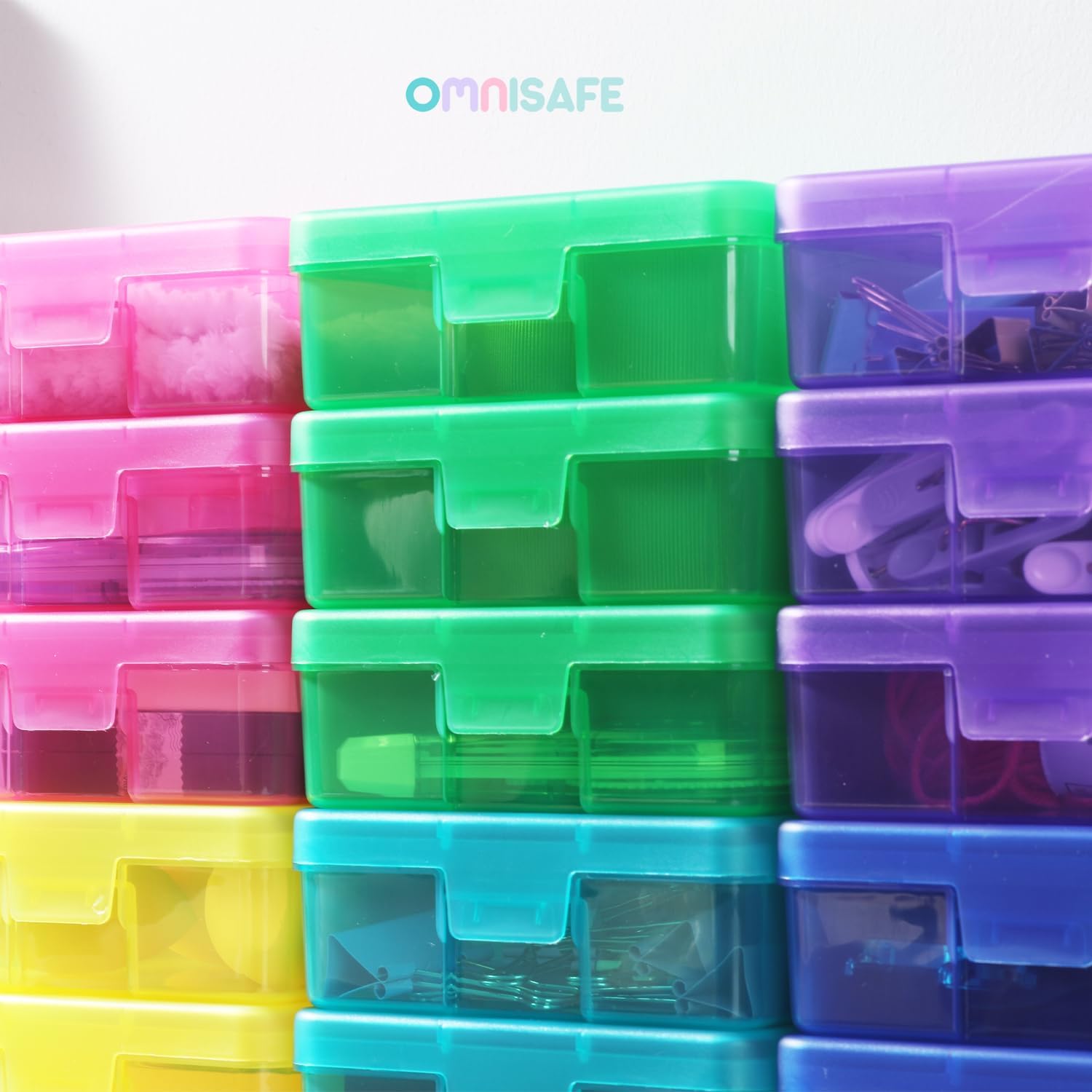 Skiennix 18-Pack Mini Plastic Storage Containers - Colorful Hobby Art Organizer with Latching Lid