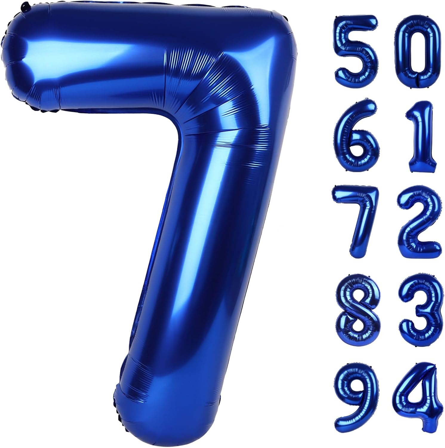 Number 7 Balloon by Night Blue - 40 Inch Birthday Decoration for Girls & Women | Perfect for 7th Birthday Parties