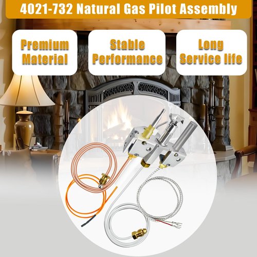zuviuviz 25660, 4021-732 Pilot Assembly Natural Gas (NG) for Heatilator, Heat-N-Glo and Quadrafire Stove & Fireplace, Replacement Natural Gas Pilot Assembly for Heatilator GNDC33, GNDC36
