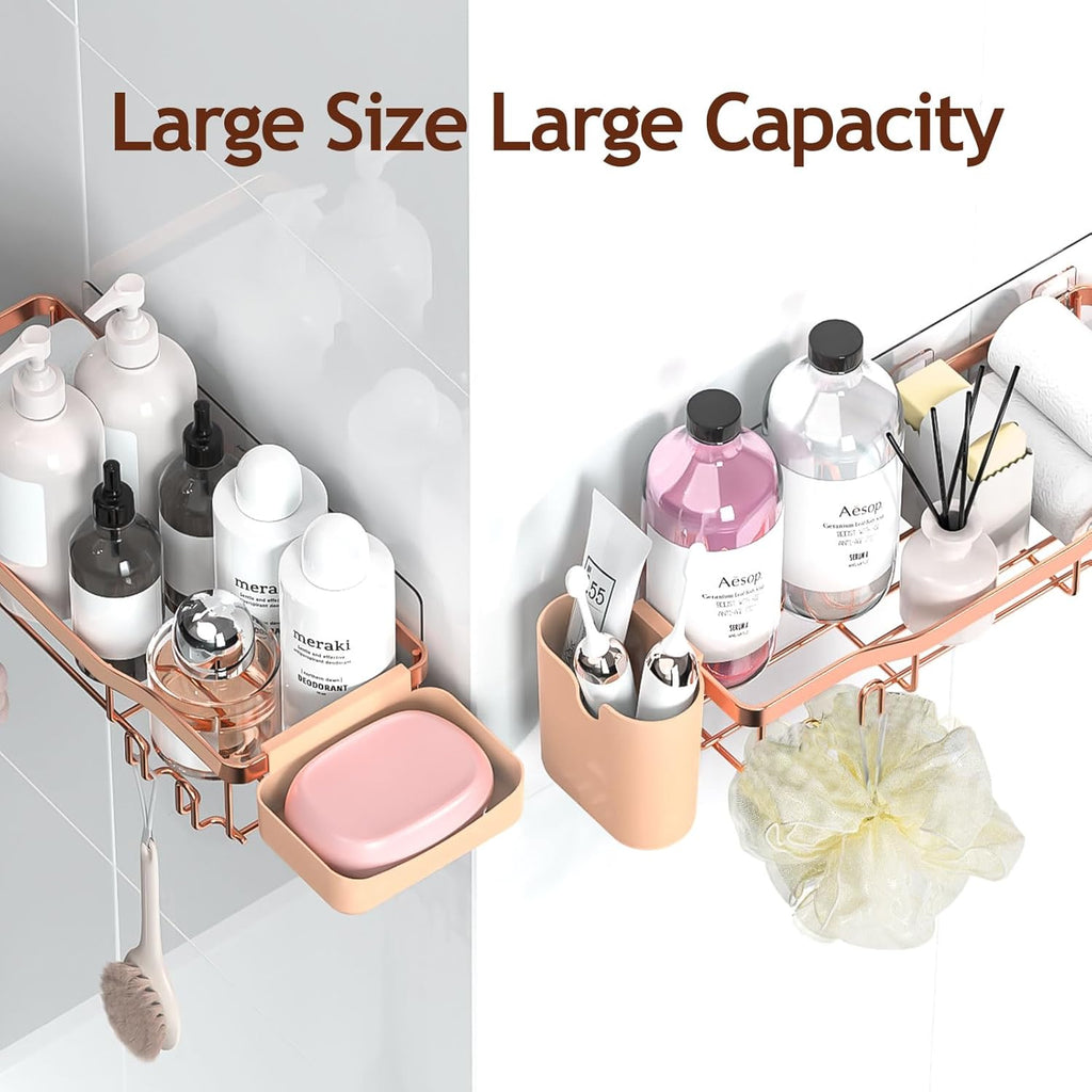 NESOMI Shower Caddy - Rustproof Stainless Steel Organizer with Soap Dish & Hooks | 8-Pack, No-Drill Storage