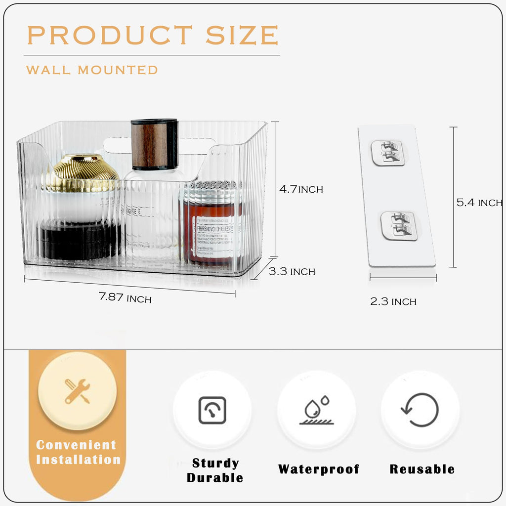 MZYIWUU 2 Pack Cabinet Door Organizer, Adhesive Wall Mounted Organizer Bins, Clear Storage Caddy, Stackable Basket for Kitchen Cabinets, Bathroom, Pantry, Office, and Tabletop Organization