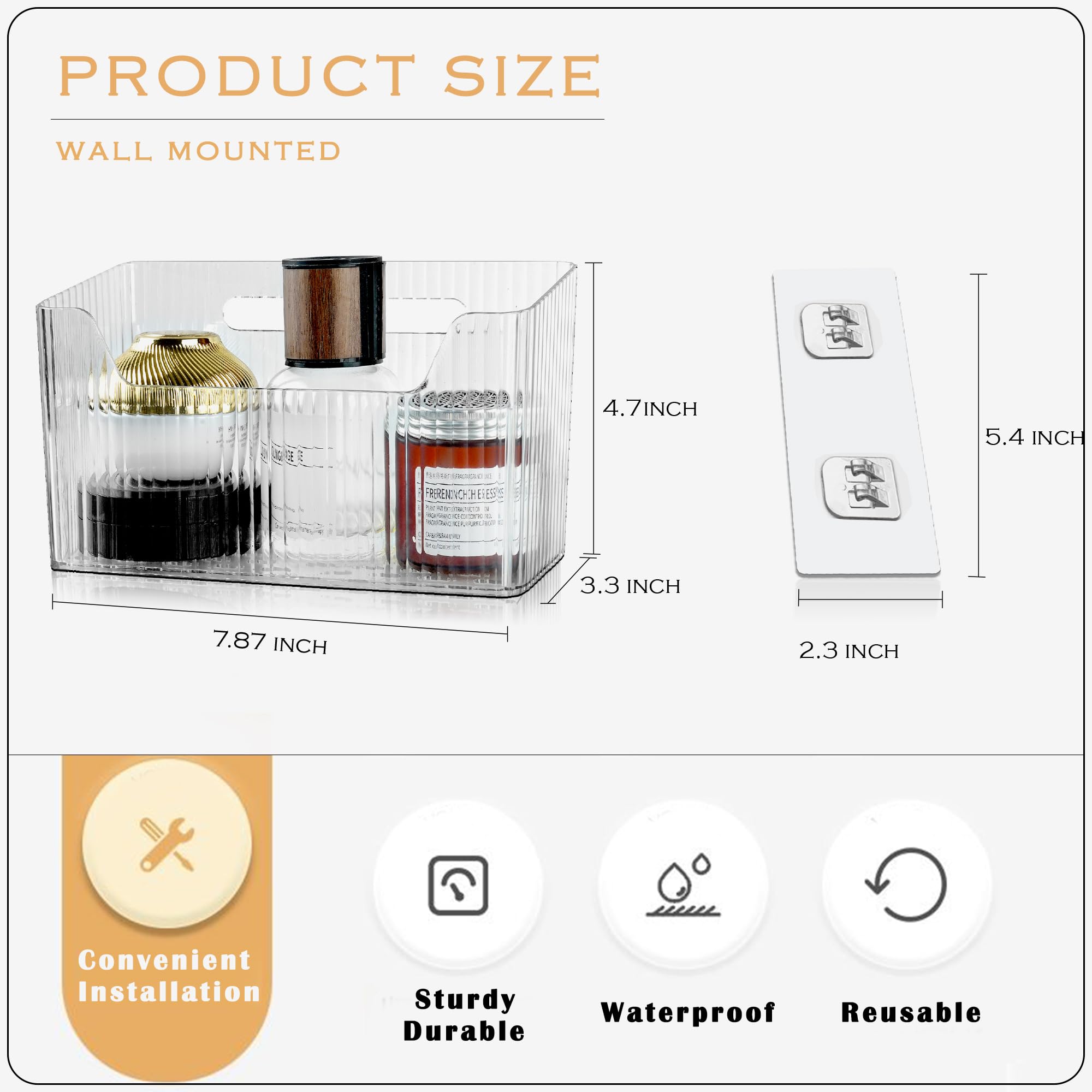 MZYIWUU 2 Pack Cabinet Door Organizer, Adhesive Wall Mounted Organizer Bins, Clear Storage Caddy, Stackable Basket for Kitchen Cabinets, Bathroom, Pantry, Office, and Tabletop Organization