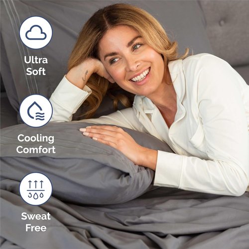 King Size 4 Piece Sheet Set - Ultra-Soft Cooling Bed Sheets for Luxurious Comfort - Deep Pockets - Dark Grey