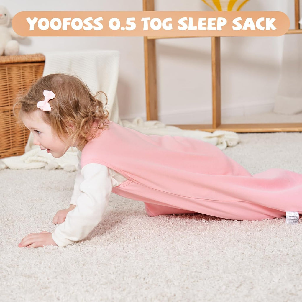 Yoofoss Baby Sleep Sack - 100% Organic Cotton Wearable Blanket | Lightweight 2-Way Zipper, 6-12 Months