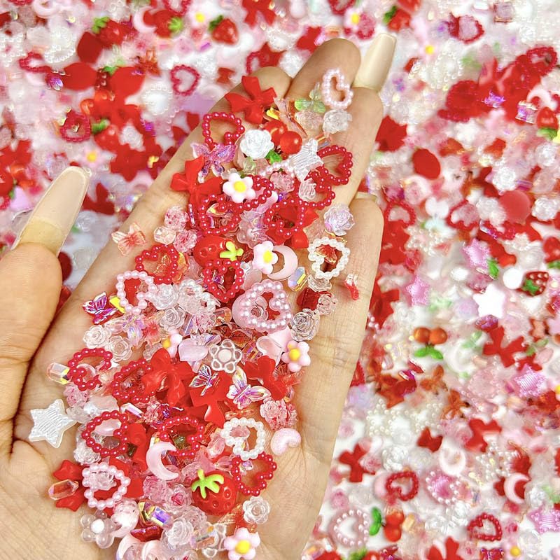 FINGCRO 110pcs 3D Nail Charms Resin Flatback Flowers Fruit Butterflies