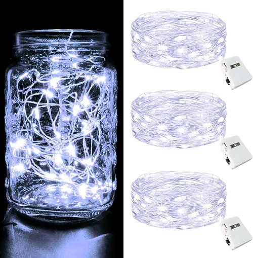 Btfarm LED Fairy Lights - 3 Pack Battery Operated Twinkle Lights | 7FT 20 LED Mini String Lights in Cool White for Mason Jars, Weddings & Parties