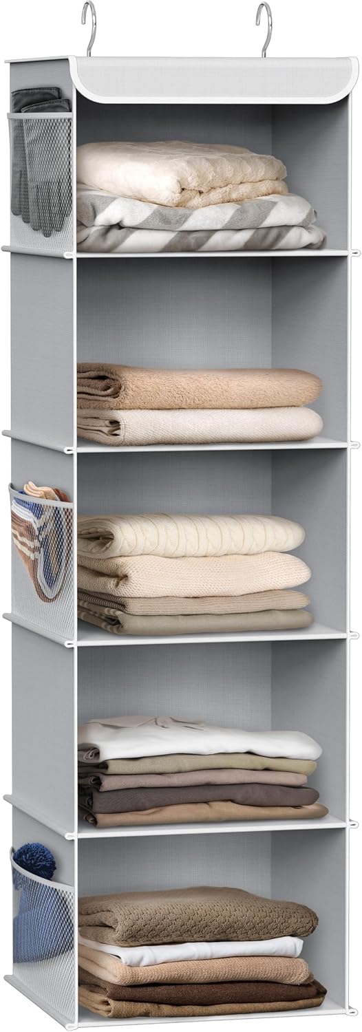 Simple Houseware 5-Shelf Closet Organizer - Space-Saving Gray Storage Solution