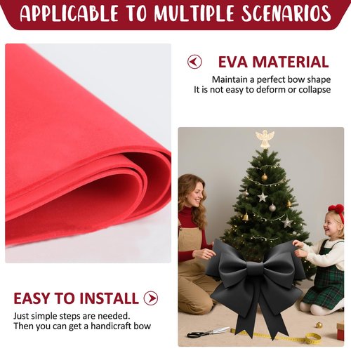 2 Pack Black Bows Decor 20"x 24" Giant Bow DIY Material Party Decorations, EVA Big Bow for Room Wall Backdrop Holiday Wedding Bride Car Decorative Birthday Party Supplies Packaging for Large Gifts