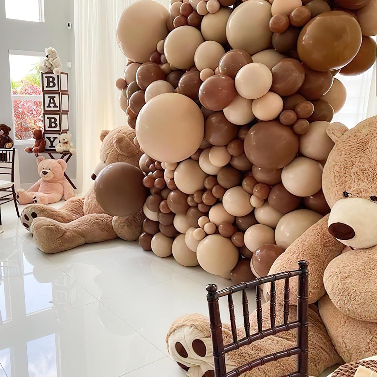 PartyWoo Brown Balloons - 140-Piece Arch Kit for Baby Showers & Birthdays | Various Sizes 5-18 Inches