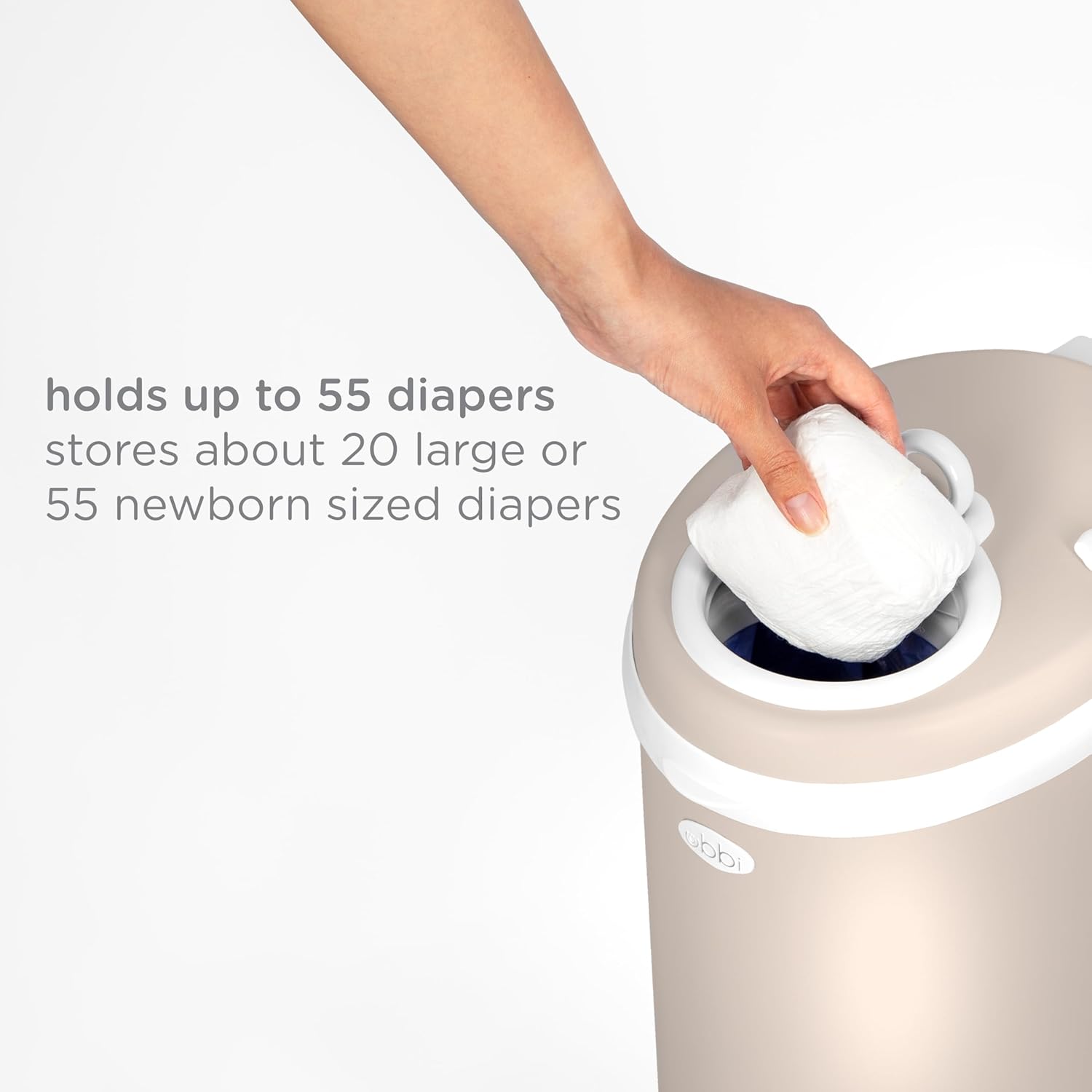 Ubbi Stainless Steel Diaper Pail - Odor Locking Design | No Special Bag Required, Taupe Finish