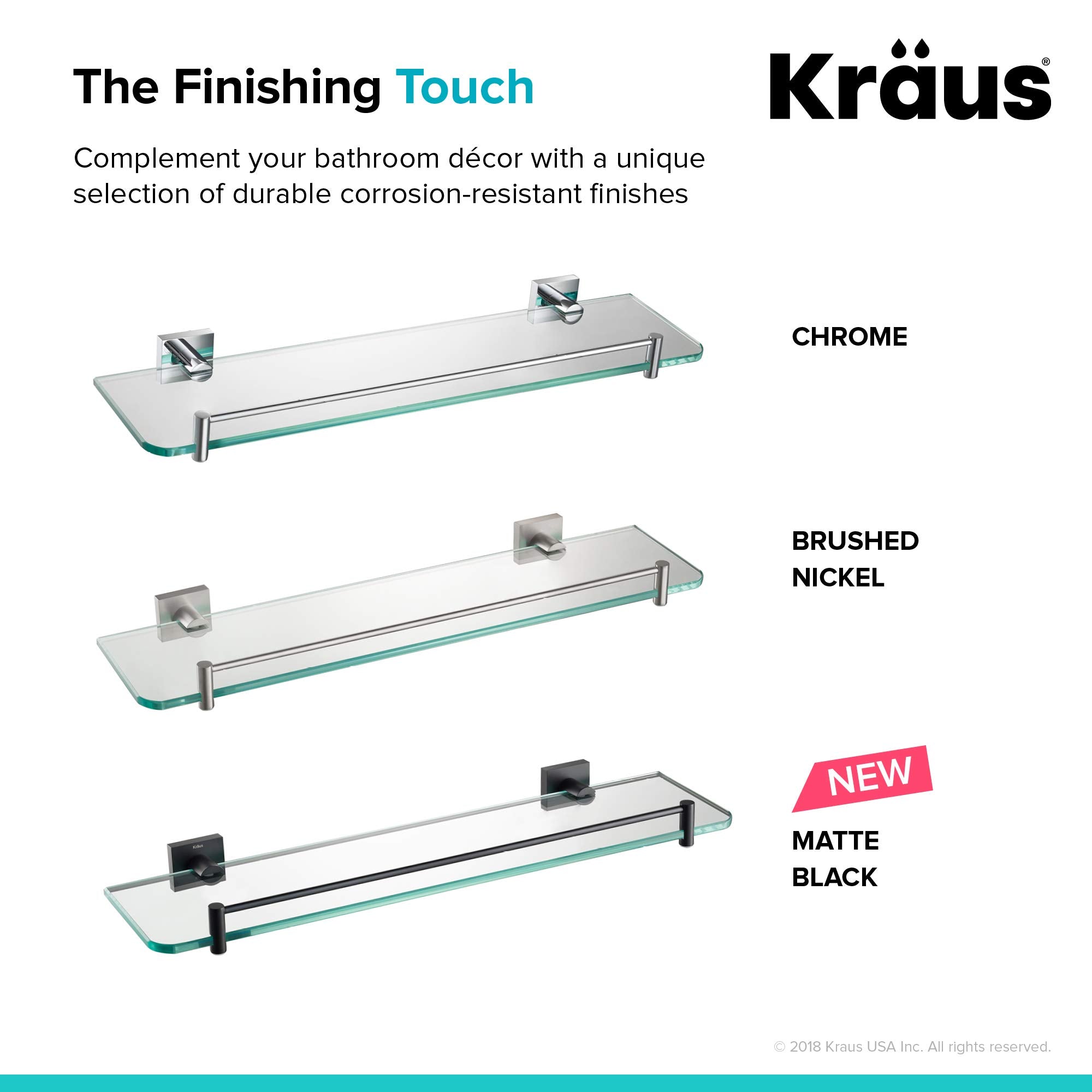 Kraus Ventus Bathroom Shelf, Matte Black Finish, KEA-17745MB