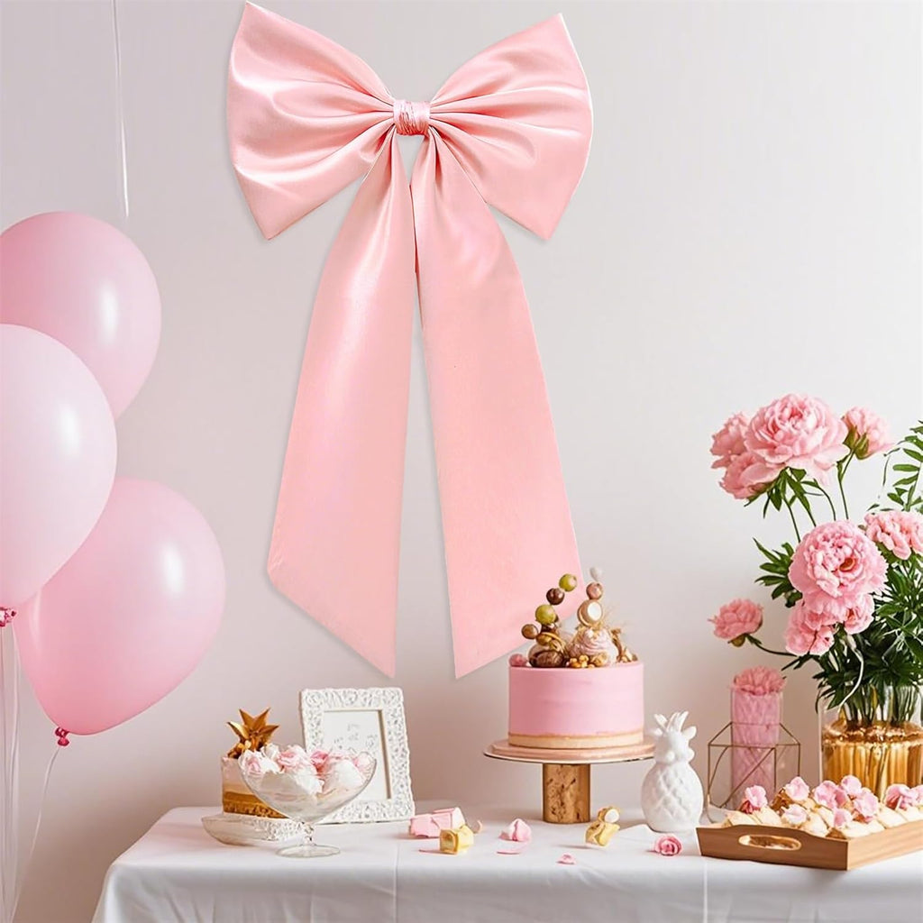 Skiennix Large Pink Bow - Decorative Ribbon for Baby Showers & Weddings | Perfect Wall Hanging Décor