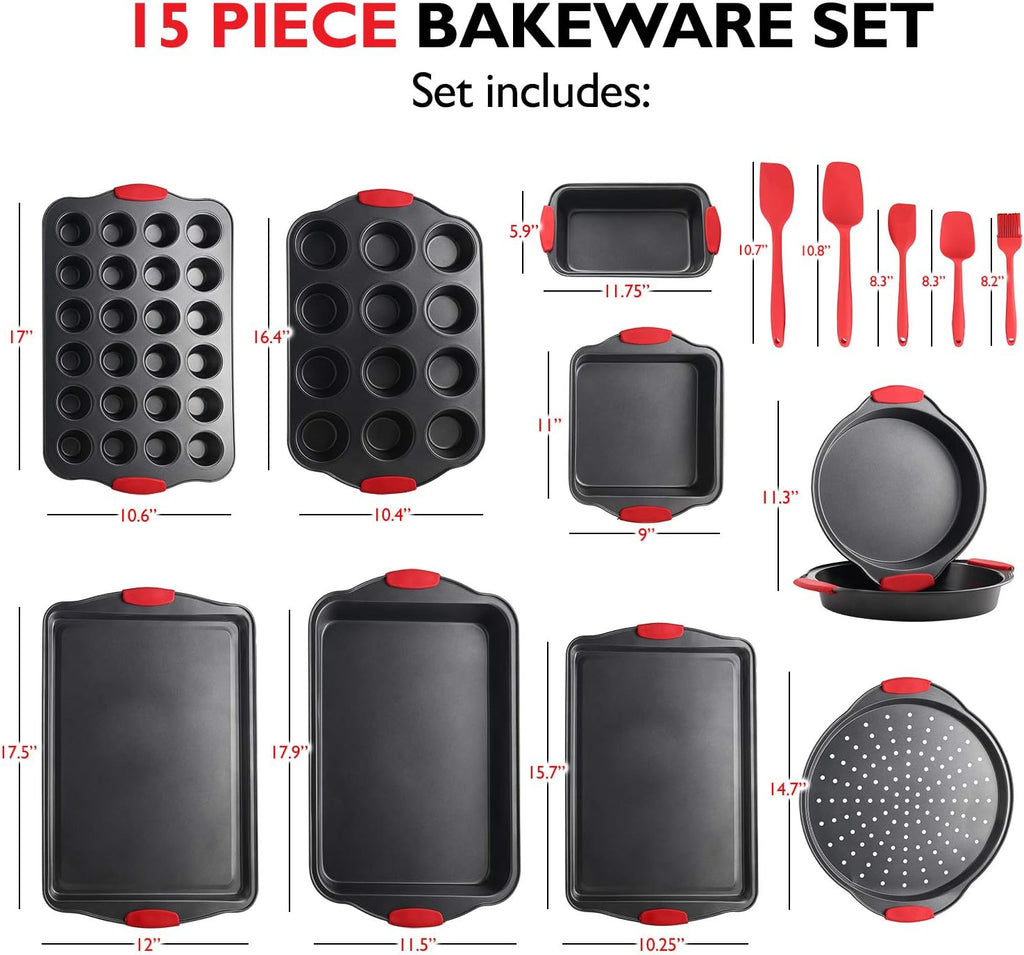 Skiennix 39-Piece Premium Baking Pan Set - Nonstick Bakeware & Kitchen Utensils | BPA Free, Steel