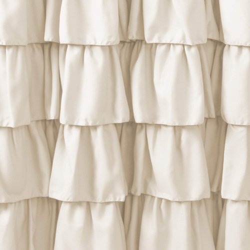 Lush Decor Ruffle Shower Curtain | Floral Textured Vintage Chic Farmhouse Style Design, Ivory, 72" x 72"
