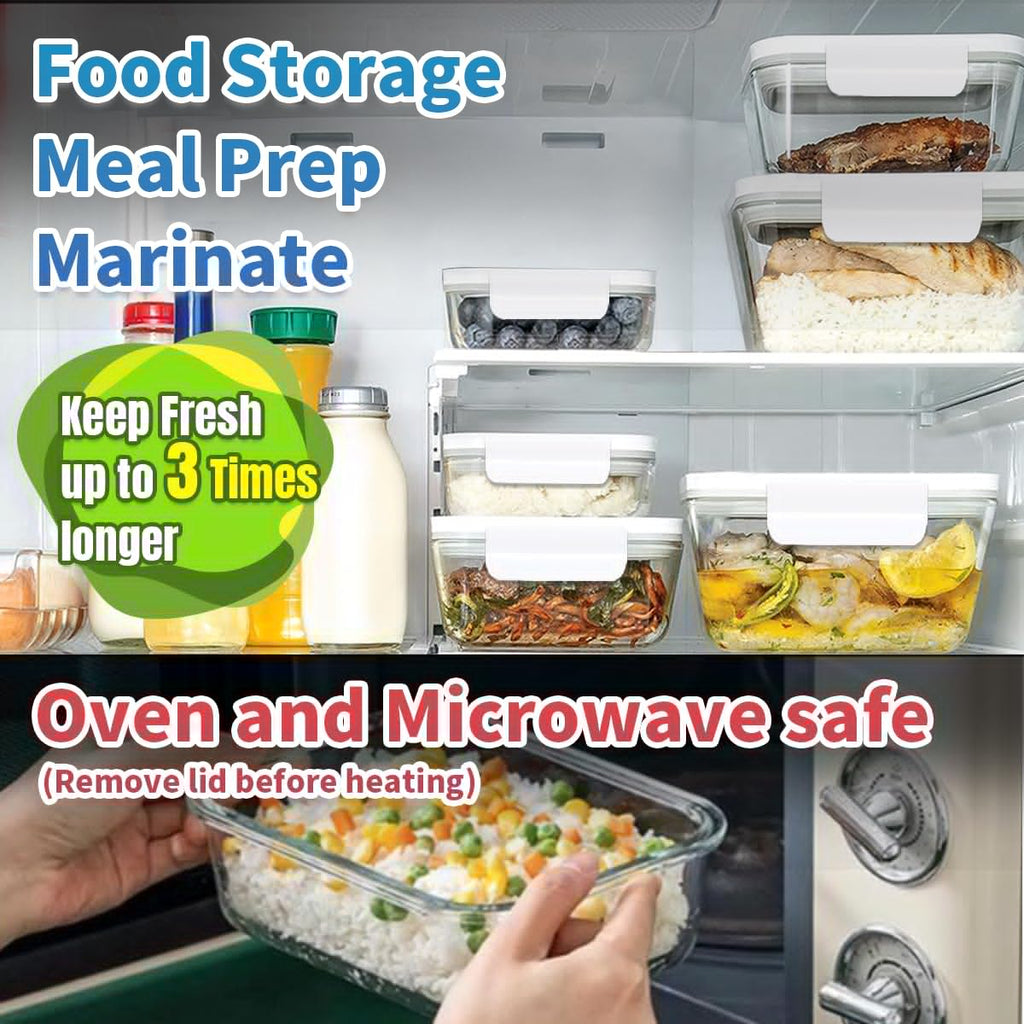 GENIEX Glass Vacuum Seal Containers for Food Storage (Sealer sold separately)