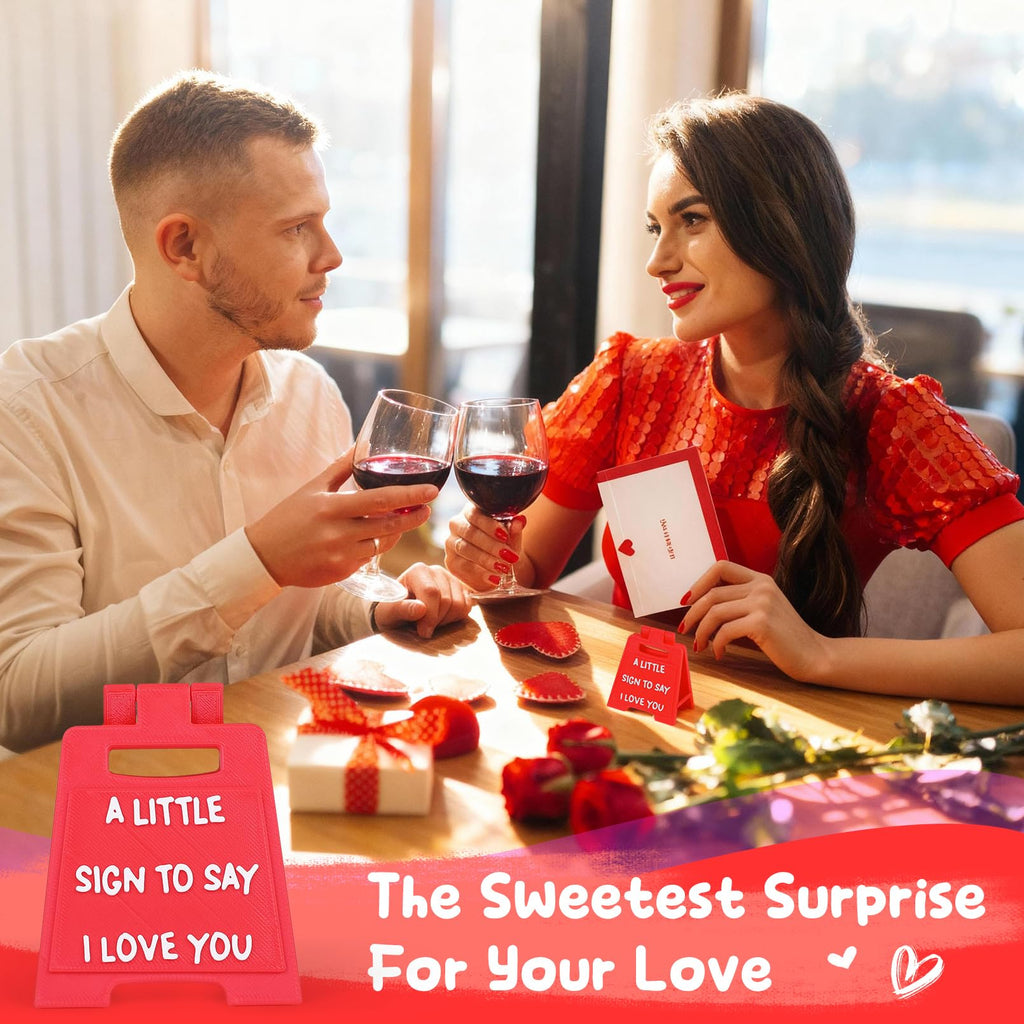 Valentines Gifts for Boyfriend, Girlfriend - Mini I Love You Sign with Envelope and Valentines Card - Fun Wedding Gifts for Him Her Wife Husband Birthday Anniversary Cute Desk Decor