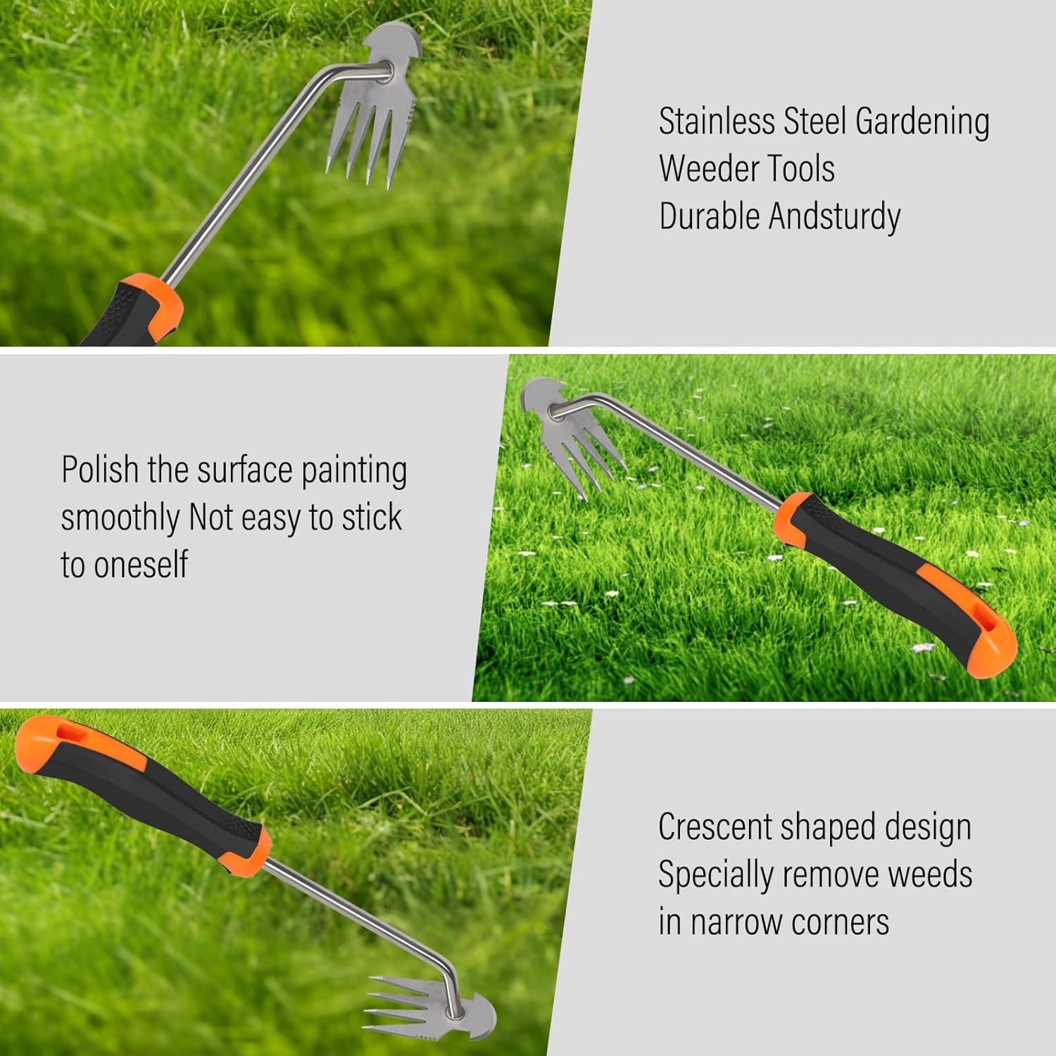 SIXCAR Weed Remover Tool - Portable Garden Weeder with Rubber Handle for Easy Uprooting & Planting