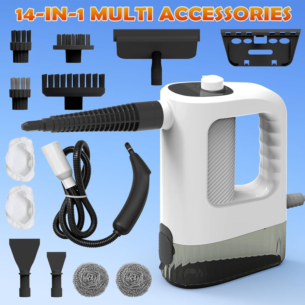 Skiennix Handheld Steam Cleaner - 3-Level Adjustable, 15s Heat-Up, 400ML Capacity, 14 Accessories Included