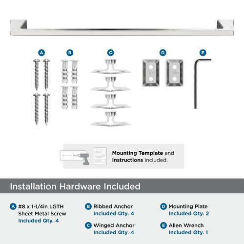 Amerock BH3600426 | Chrome Towel Bar | 24 in (610 mm) Towel Rack | Blackrock | Bathroom Towel Holder | Bathroom Hardware | Bath Accessories | Hand Towel Holder