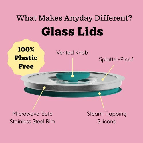 Anyday 12-Cup Microwave Rice Cooker with Glass Lid - Microwavable Safe Glass Cookware for Rice, Grains, Vegetable Steaming - BPA & Plastic Free | Even Reheating | Stackable Airtight Container