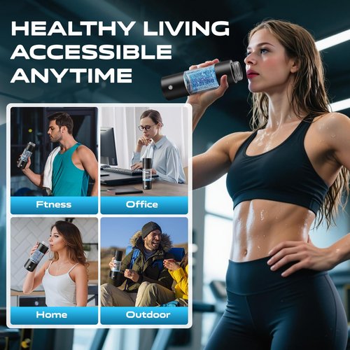 Hydrogen Water Bottle Generator,4500PPB SPE/PEM Tech -Electrolysis Water Ionizer -11.3 OZ Hydro Water Bottle, Portable Rich Hydrogen Water Machine, Health Gifts for Husband, Wife,Family,Friend,Travel