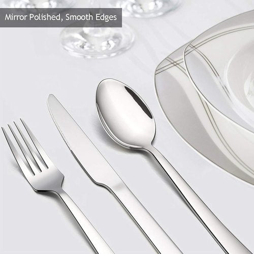 E-far 60-Piece Stainless Steel Silverware Set - Service for 12 | Elegant Flatware for Home & Parties