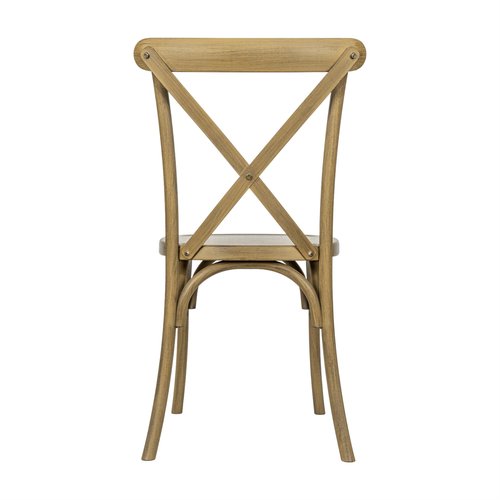 Flash Furniture Hercules Commercial Indoor/Outdoor Cross Back Chair, Wood Look, Weather-Resistant, Lightweight Design, Versatile Use, Chestnut
