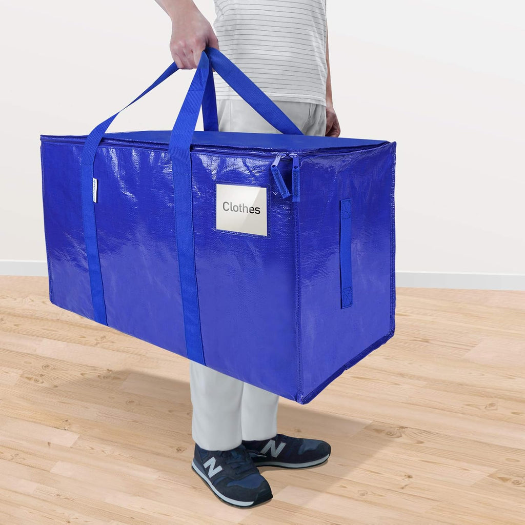 TICONN Extra Large Moving Bags - 6 Pack with Zippers & Handles + 12x9 Ft Plastic Drop Cloth