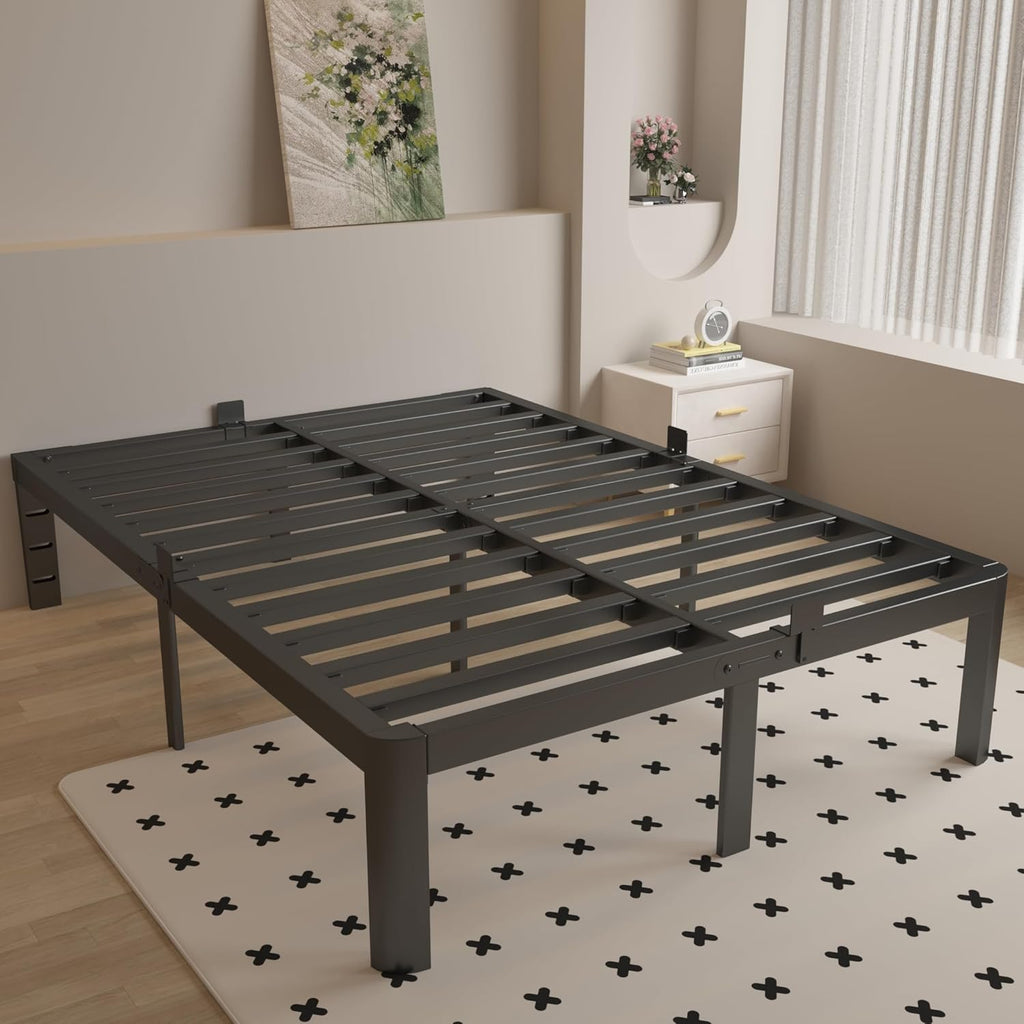 Metal Platform Bed Frame by [Brand Name] - 16 Inch Full Size, Heavy Duty Steel, No Box Spring Needed, Easy Assembly