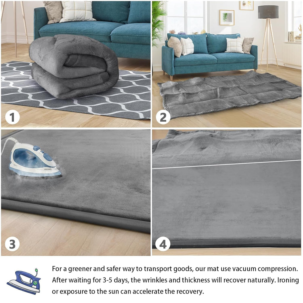 Skiennix Baby Play Mat - Soft Memory Foam Crawling Rug for Infants & Toddlers - 50"x50" - Grey