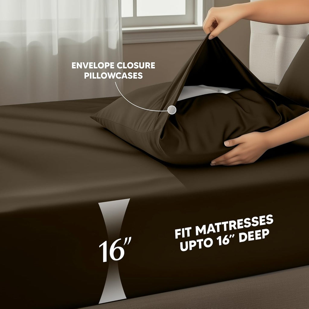 Utopia Bedding Full Size Sheet Set - Soft, Breathable Microfiber - 4 Pieces in Brown | Oeko Tex Certified