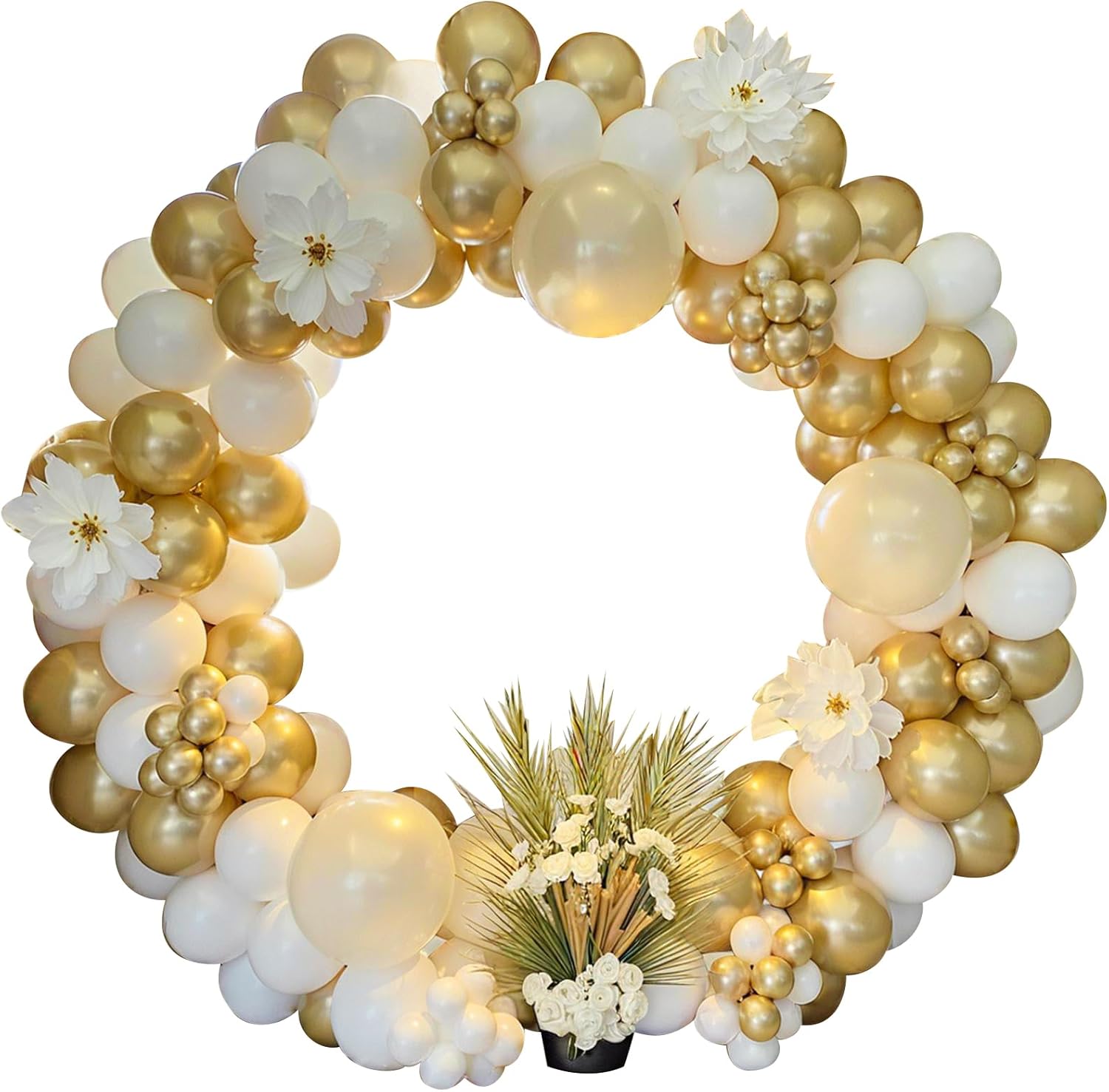 PartyWoo Balloon Arch Kit - 152pcs White & Gold Boho Balloons for Baby Shower, Graduation, Wedding & Birthday Decor