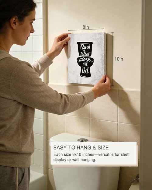 Drsoum Framed Bathroom Wall Art - Funny Toilet Quotes Decor | Set of 4 Pictures, 8x10 Inch